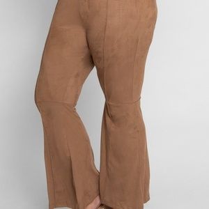 Plus Size Faux Suede Flare Pants
